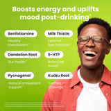 Healthbiotics NoMoreDrinks polvo o tabletas disolviéndose, fácil absorción