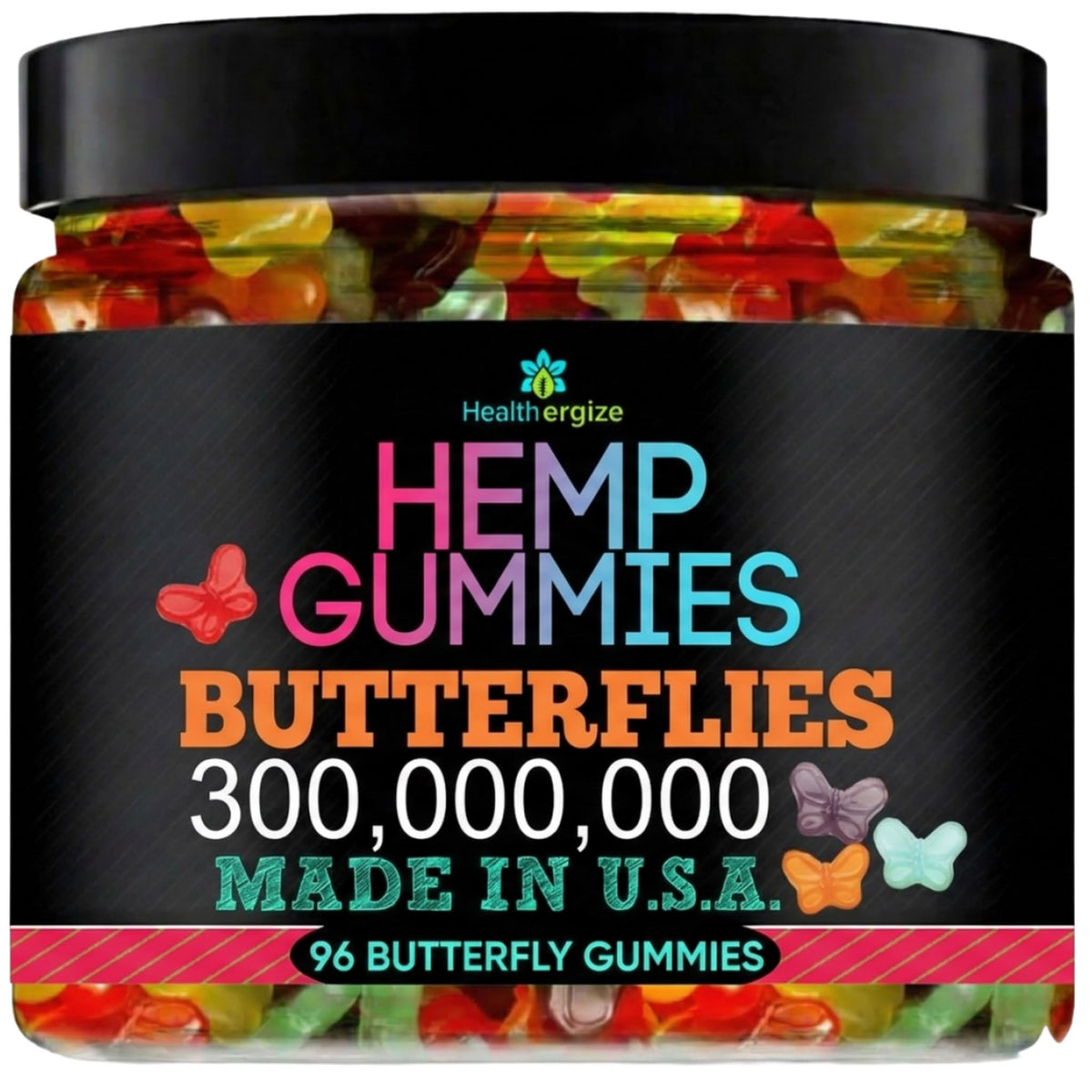 Healthergize bote frontal con gomitas, presenta calma y confianza