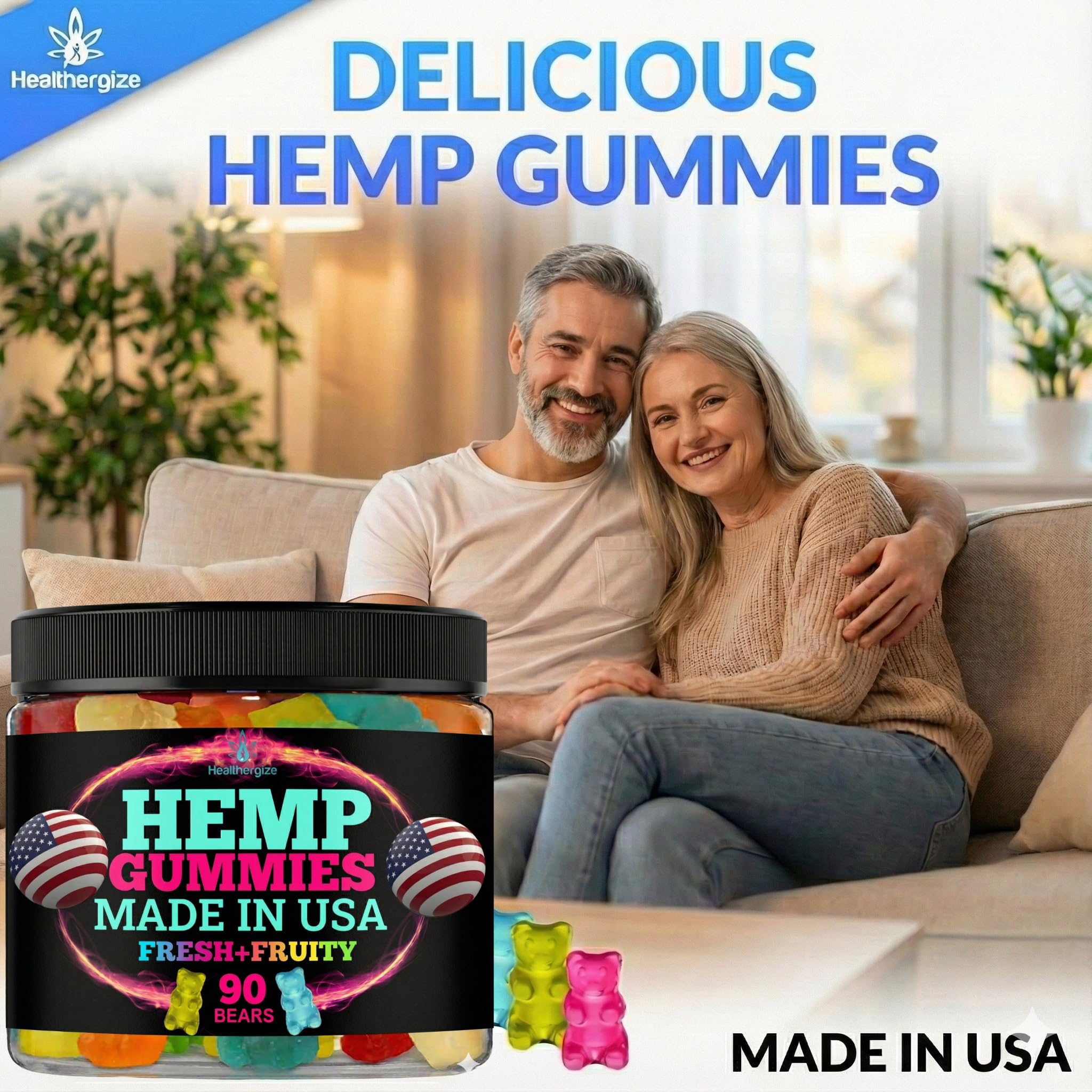Healthergize primer plano textura suave de las gomitas, fácil de masticar