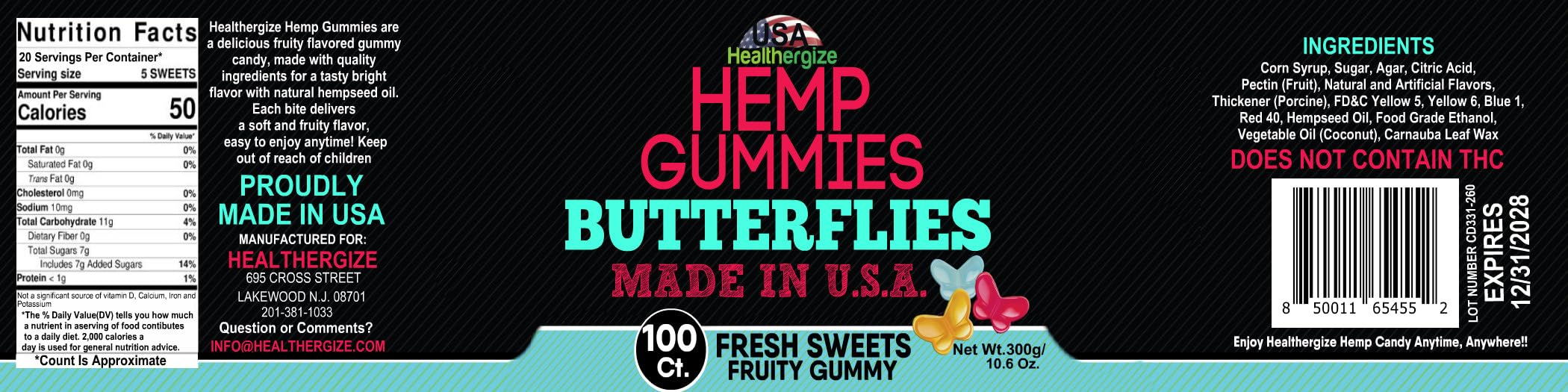 Healthergize frasco abierto con gomitas listas para consumo diario