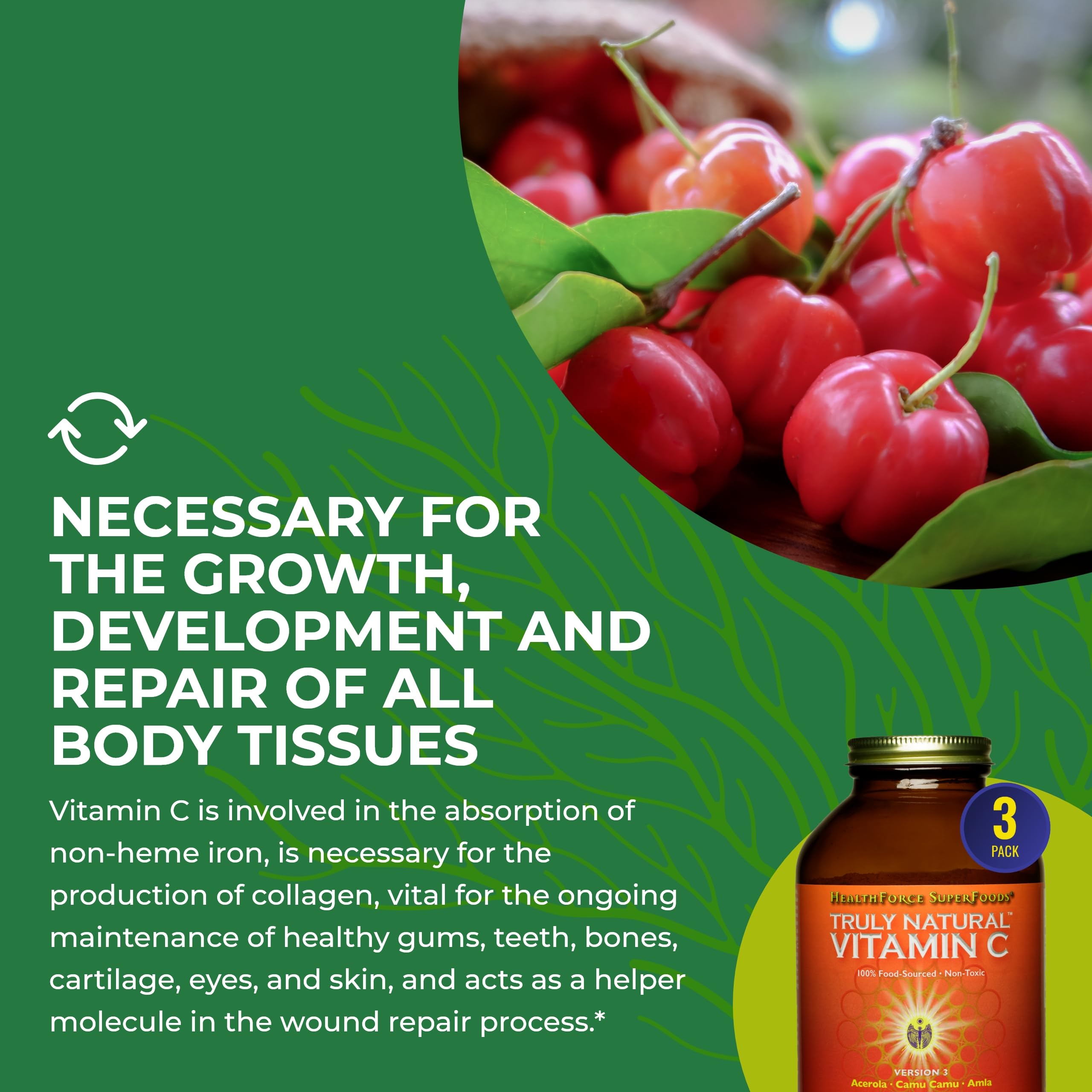 HEALTHFORCE SUPERFOODS primer plano de la etiqueta y lista de ingredientes