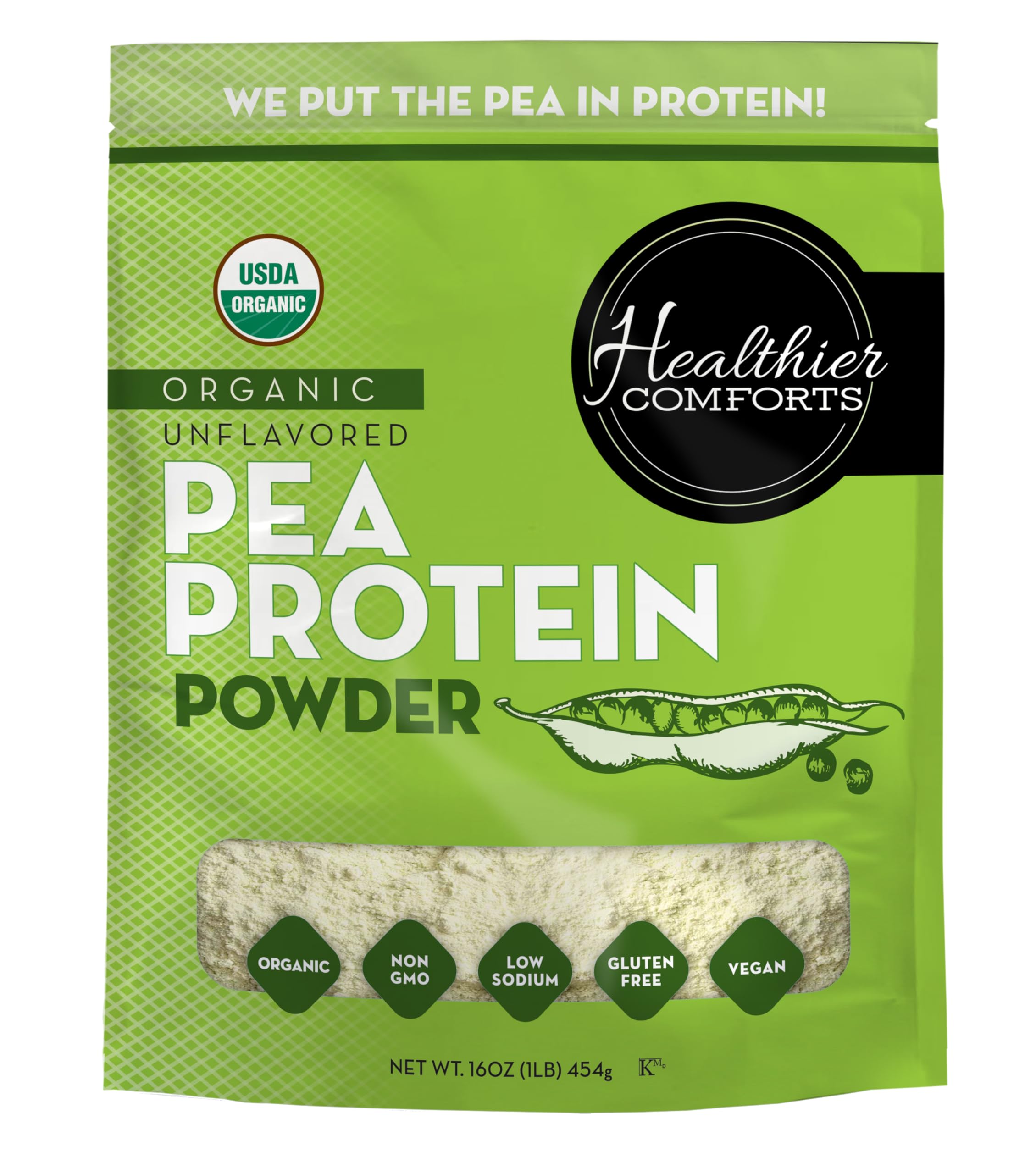 Healthier Comforts frente del envase muestra identidad y pureza
