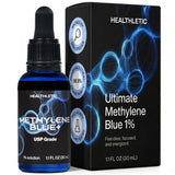HEALTHLETIC frasco frontal de metileno azul 1% USP, beneficio pureza verificable