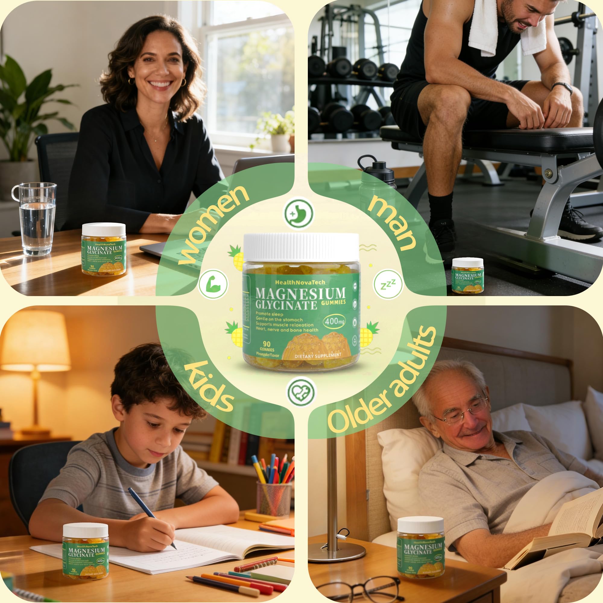 Detalle de la etiqueta nutricional HealthNovaTech mostrando dosificación y ingredientes