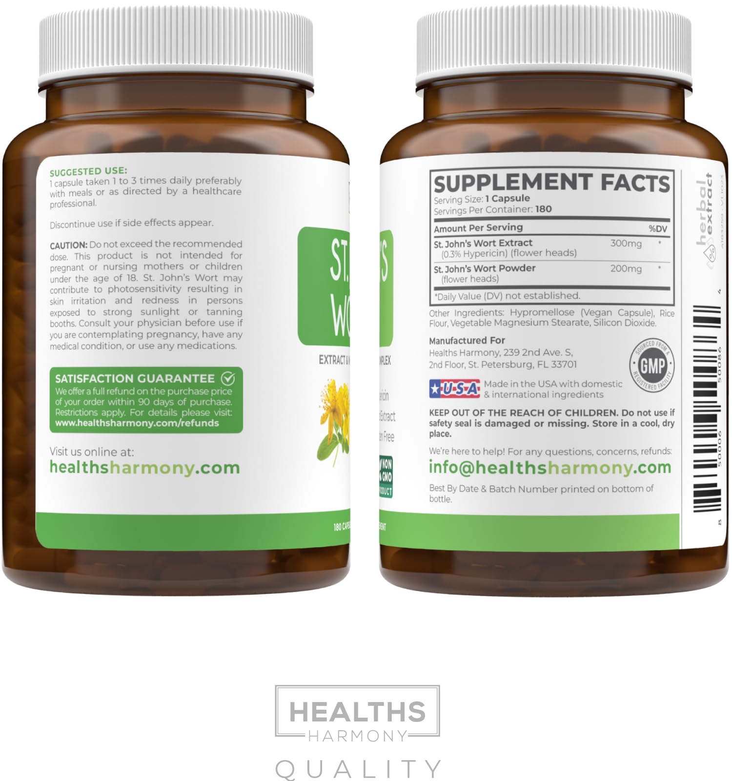 Healths Harmony vista superior del envase mostrando conteo de 180 cápsulas