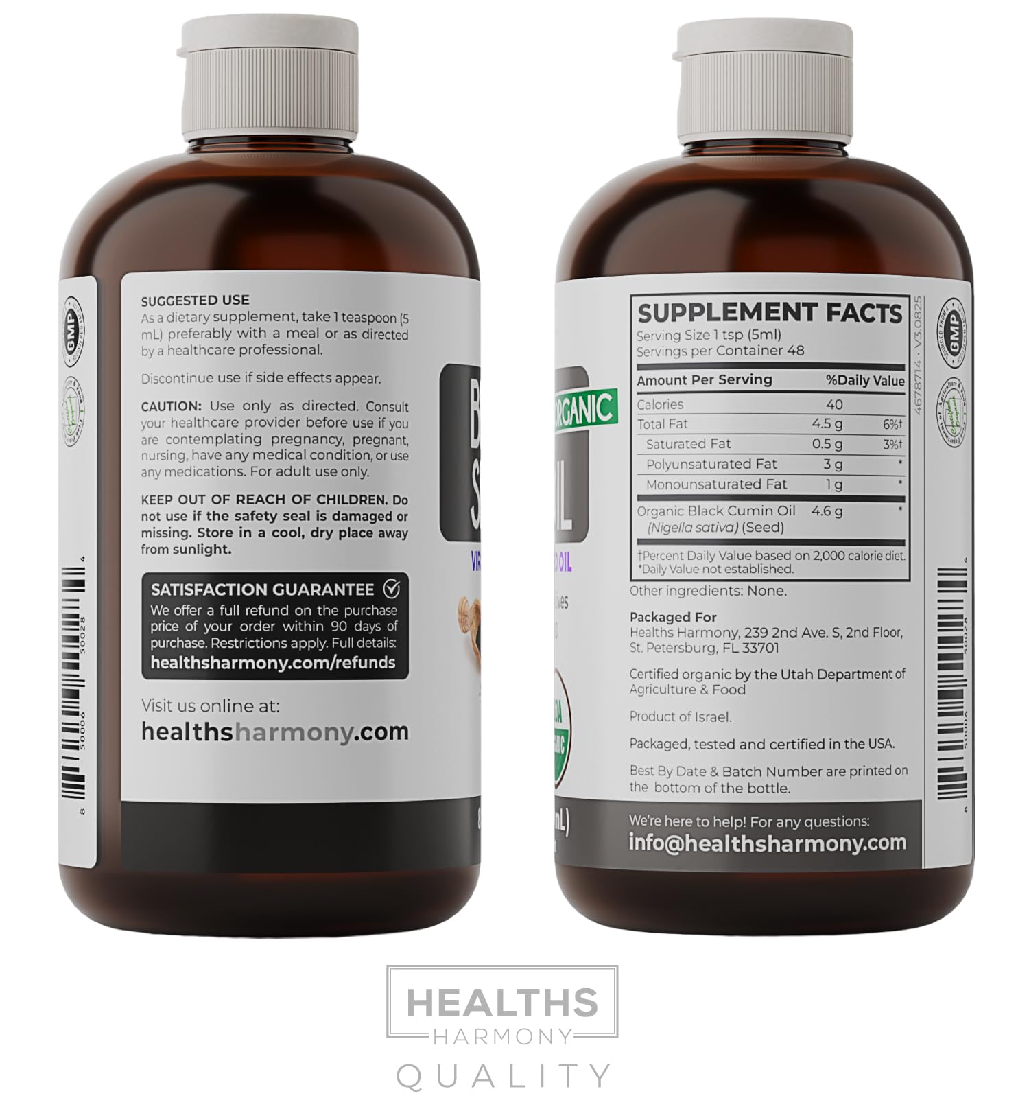 Healths Harmony caja y empaques que muestran presentación segura