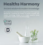 Healths Harmony etiqueta nutricional legible mostrando 500 mg por porción