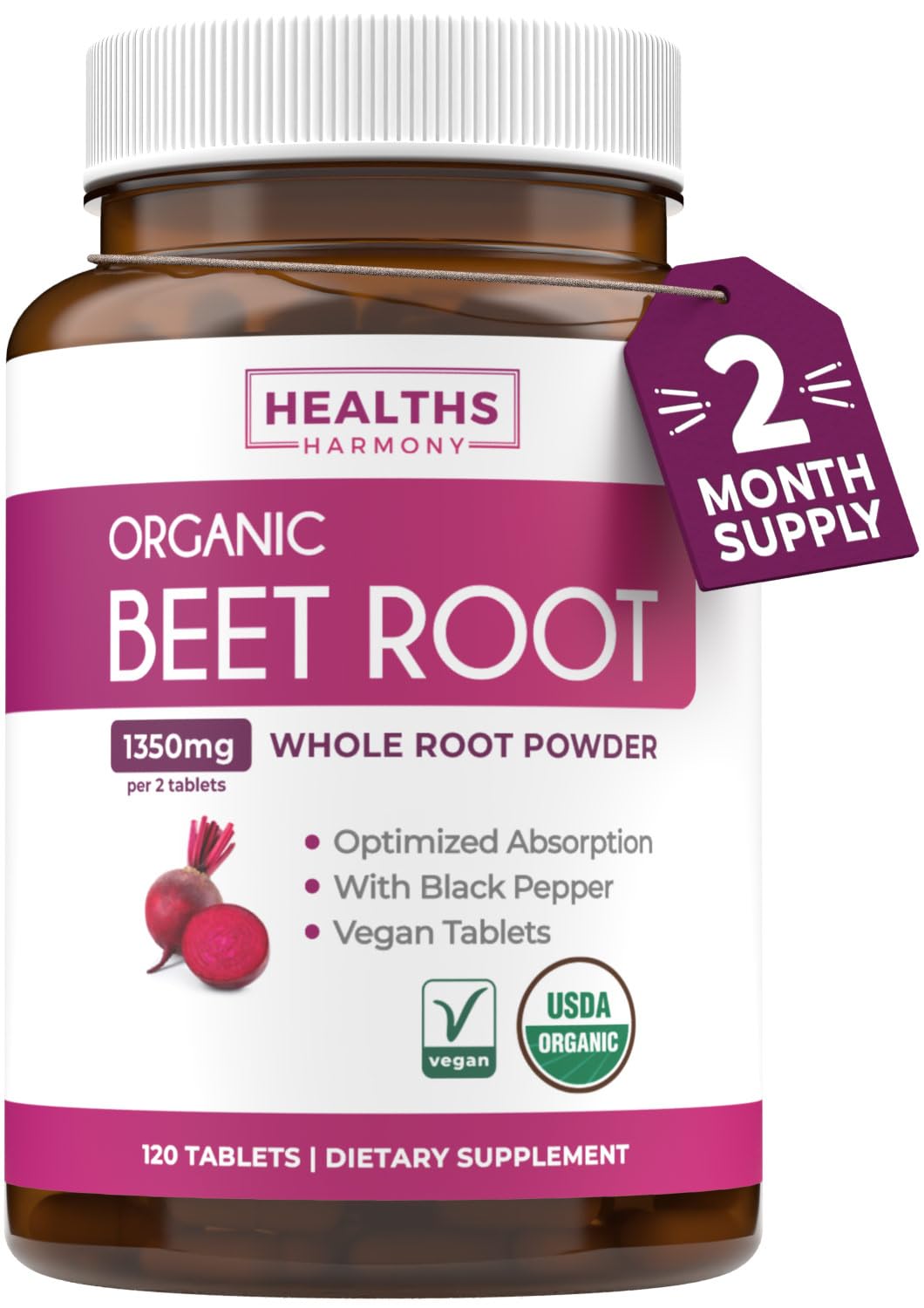 Healths Harmony frente del envase mostrando certificación USDA Organic y beneficios