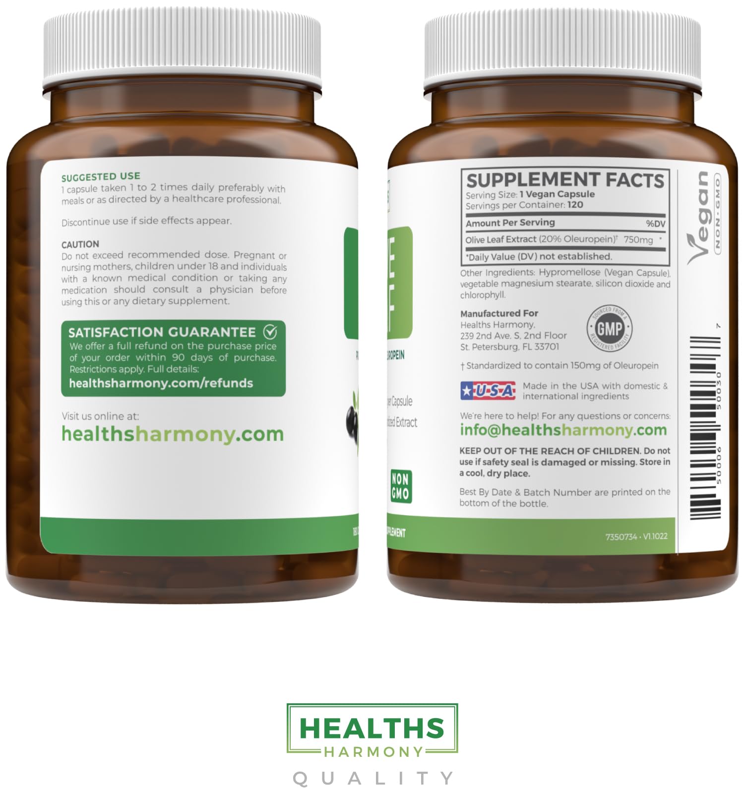 Healths Harmony ingredientes no-GMO en primer plano, beneficio natural