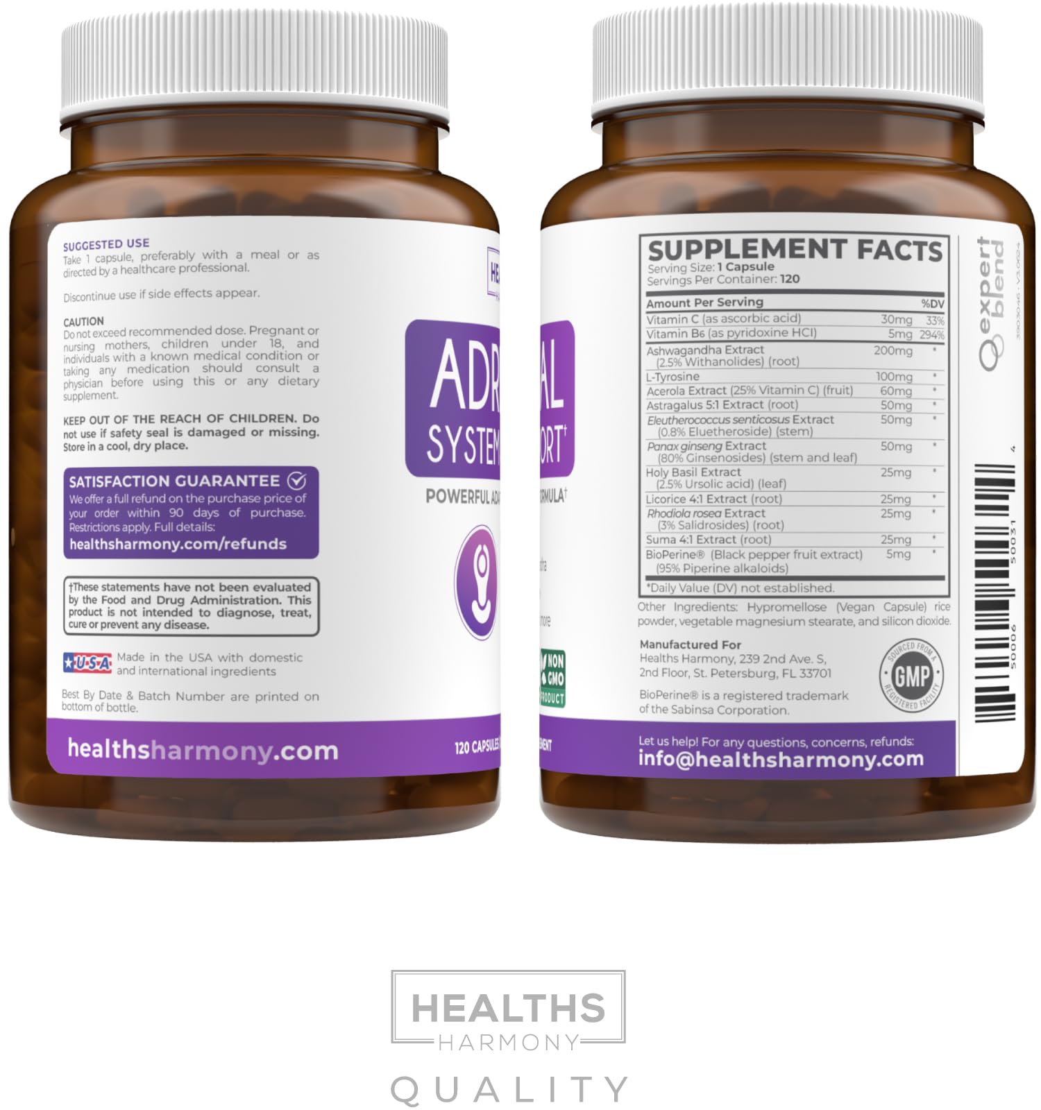 Healths Harmony presentación de 120 cápsulas para duración y conveniencia diaria