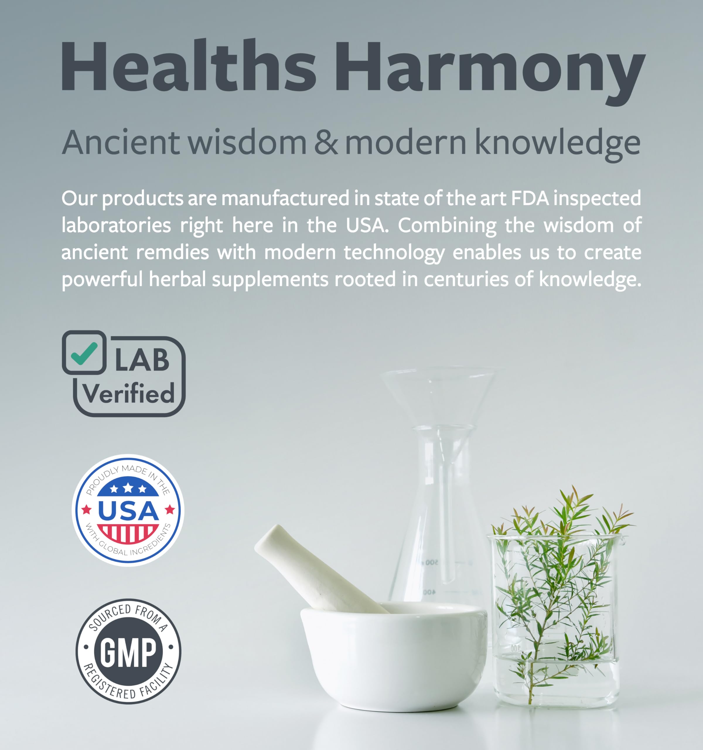 Healths Harmony instalación cGMP empaque que sugiere calidad