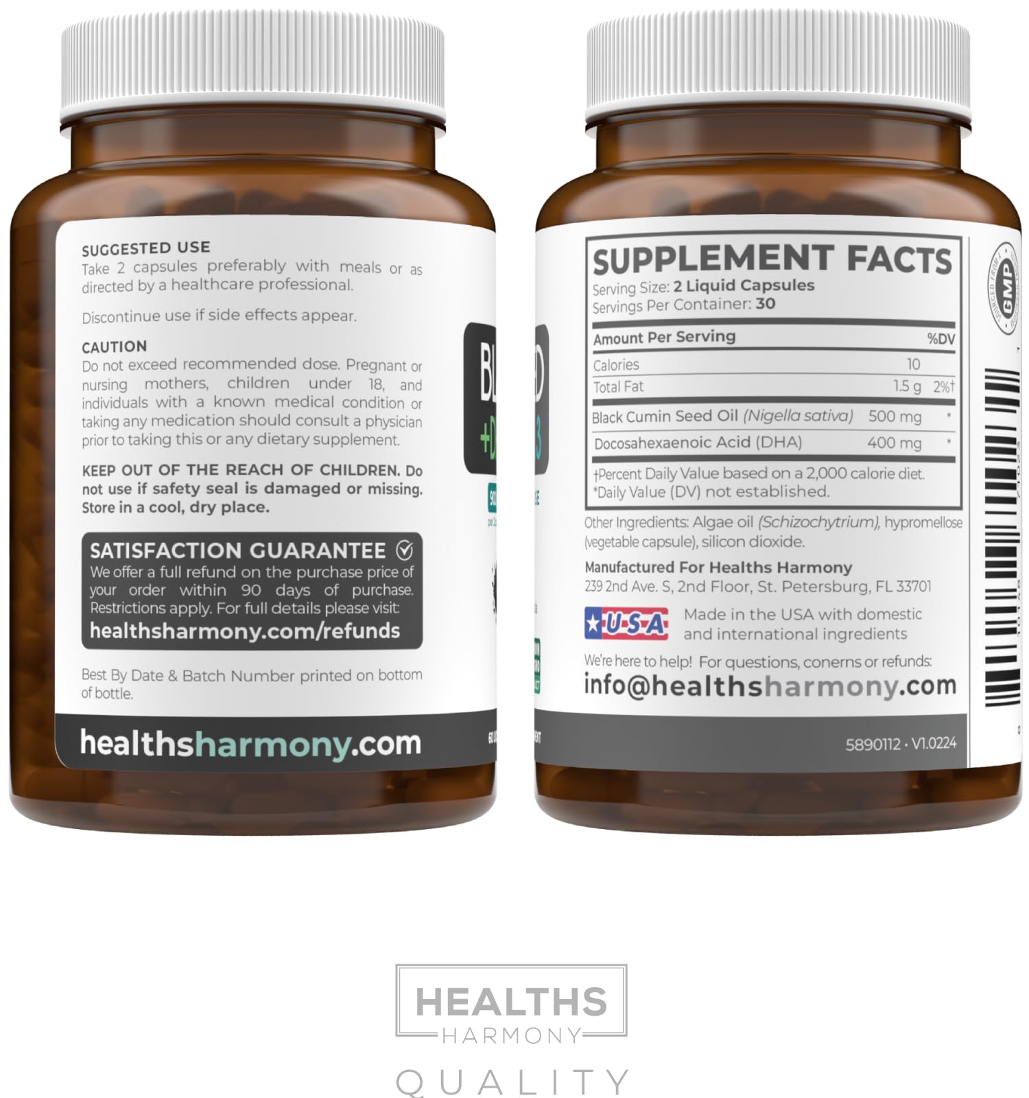 Healths Harmony sello cGMP destacando fabricación segura y controlada