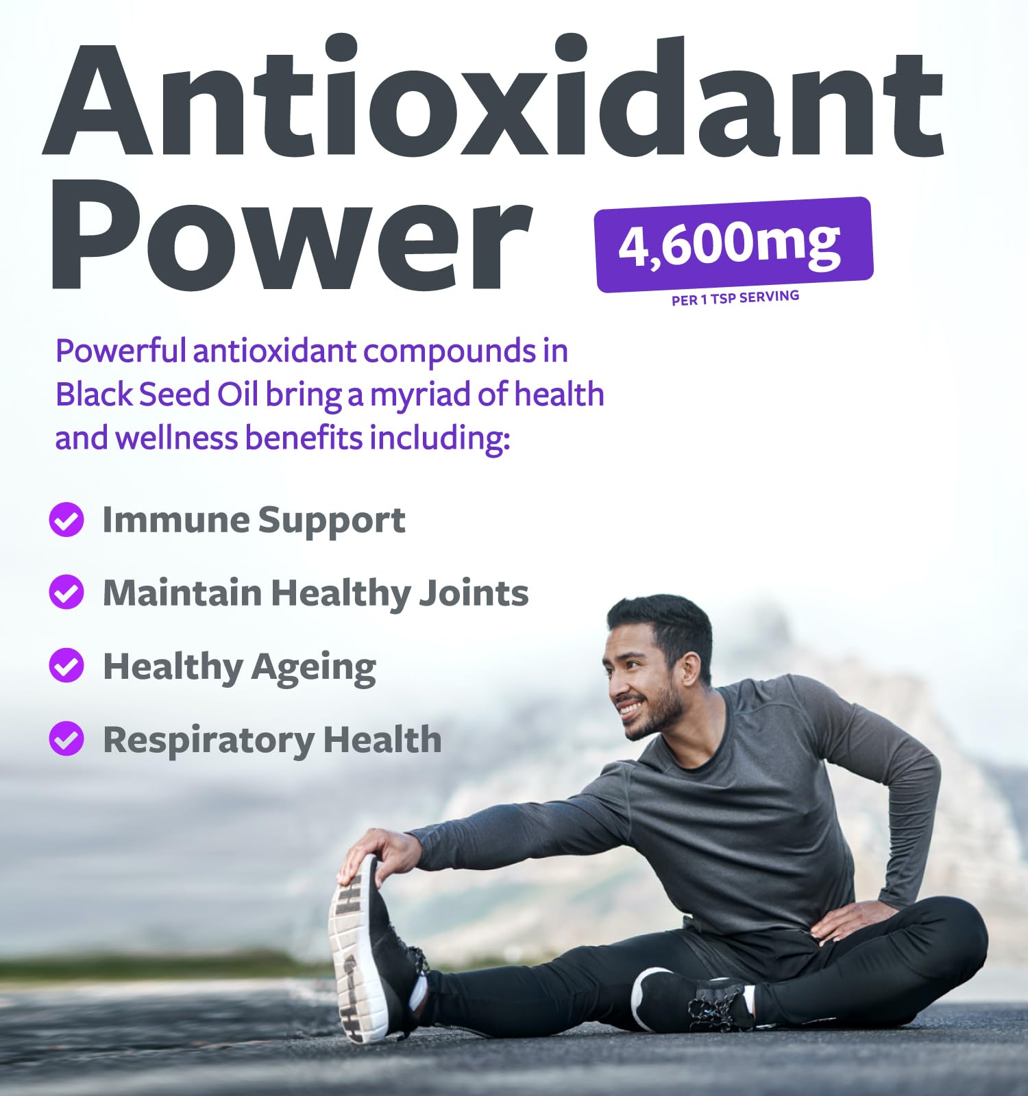 Healths Harmony aceite siendo medido con cucharita para dosificar