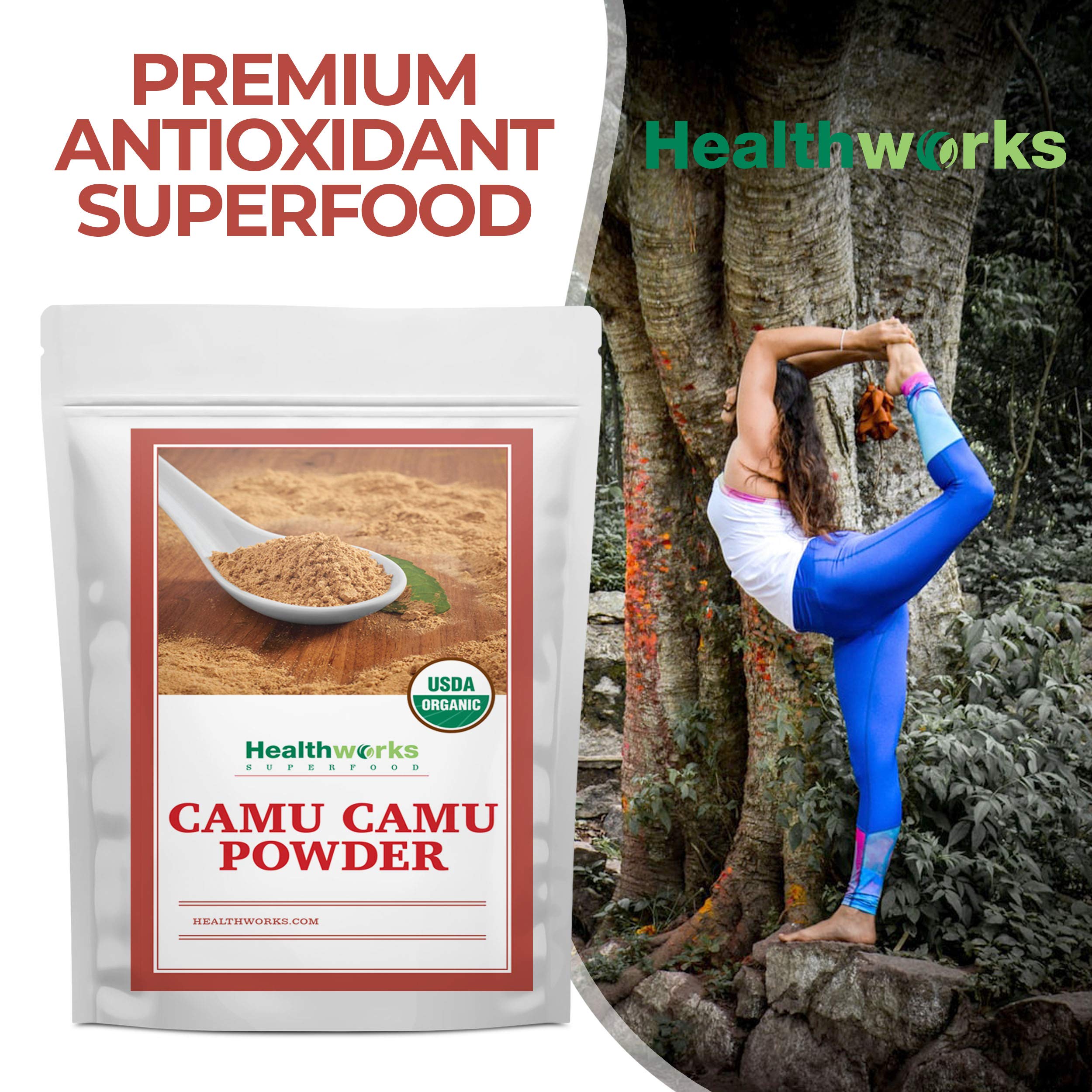 Healthworks Superfoods envase abierto que muestra el polvo y facilita el uso diario