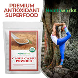 Healthworks Superfoods envase abierto que muestra el polvo y facilita el uso diario