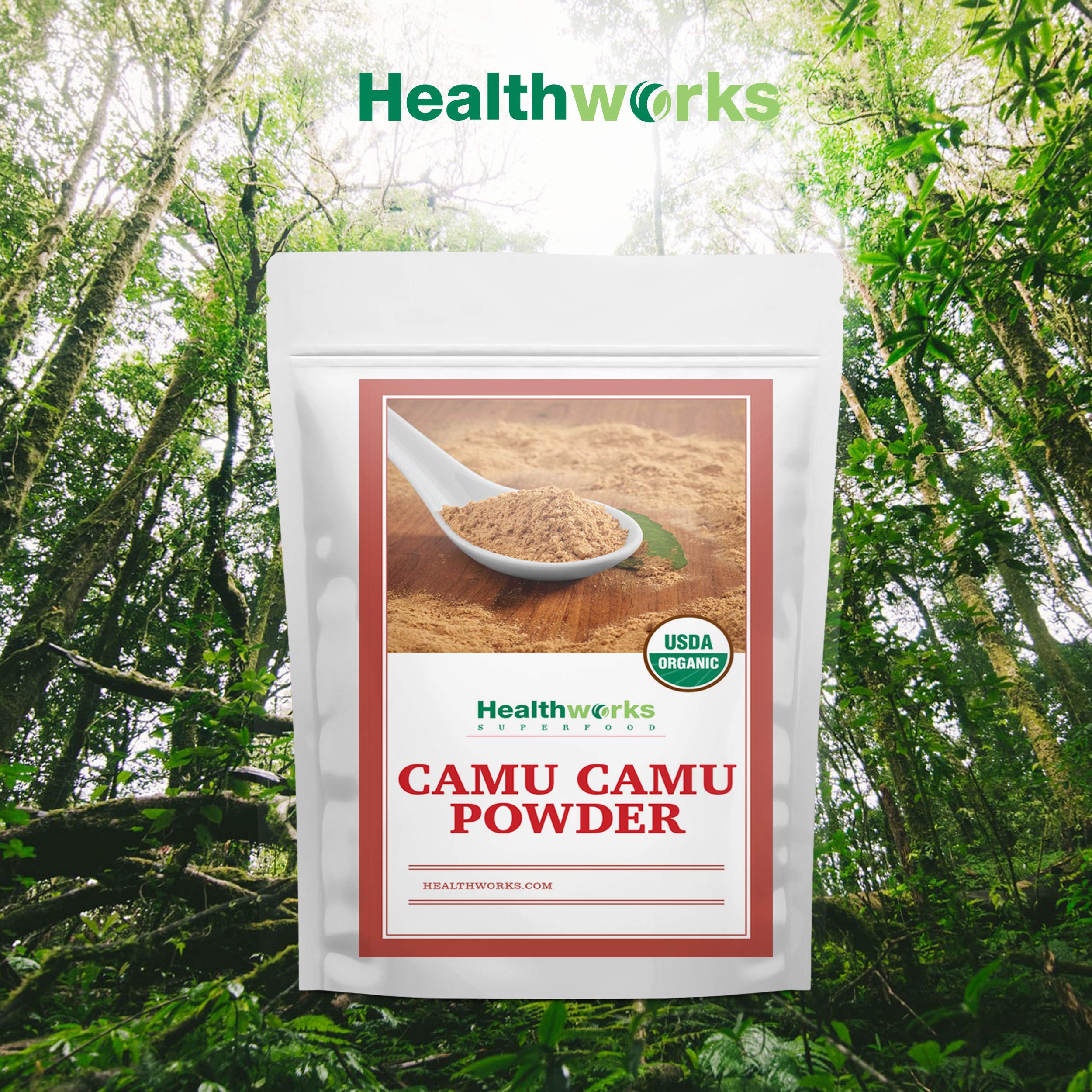 Healthworks Superfoods comparación de tamaño del envase para referencia de 8 oz