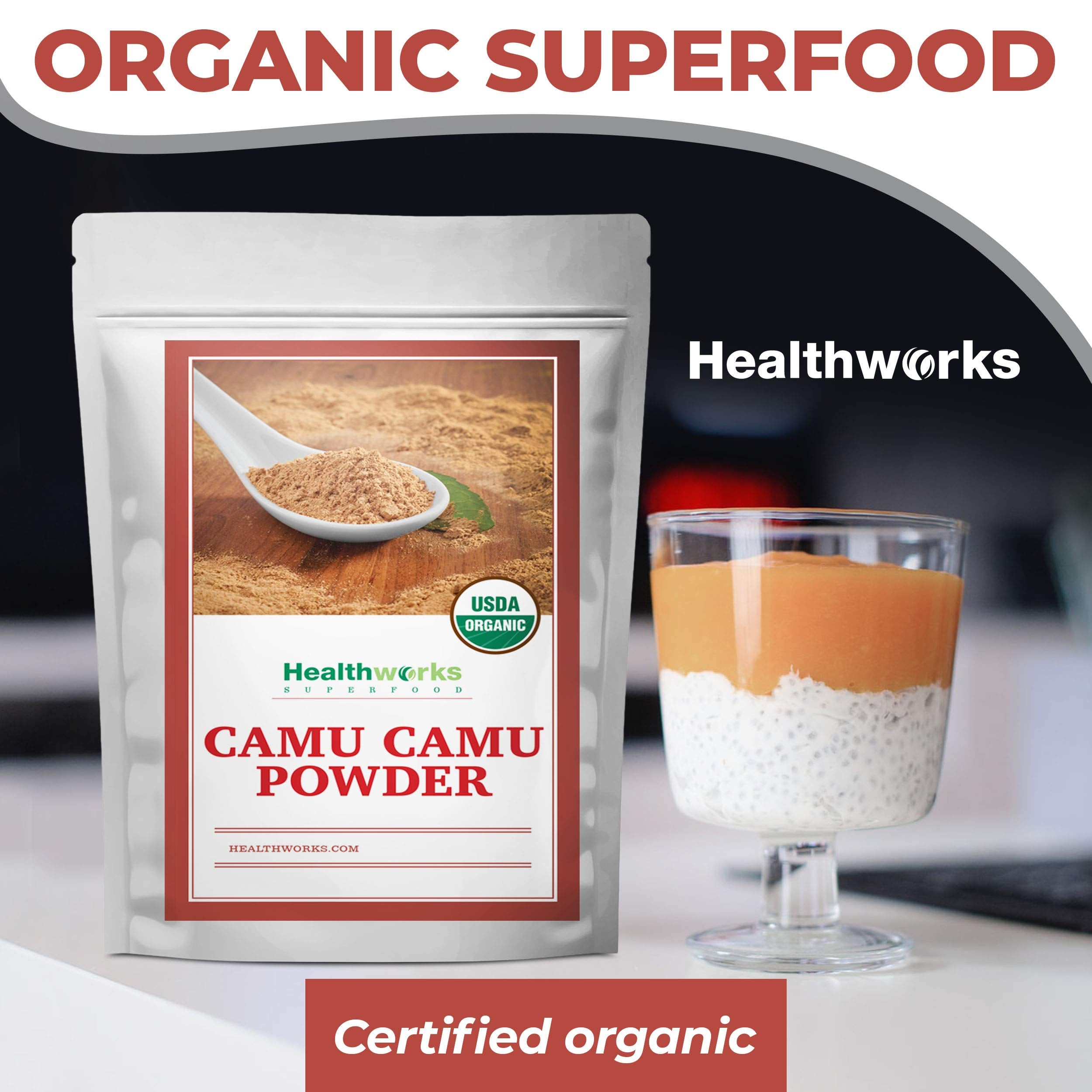 Healthworks Superfoods porción de Camu Camu espolvoreada sobre cereal para energía