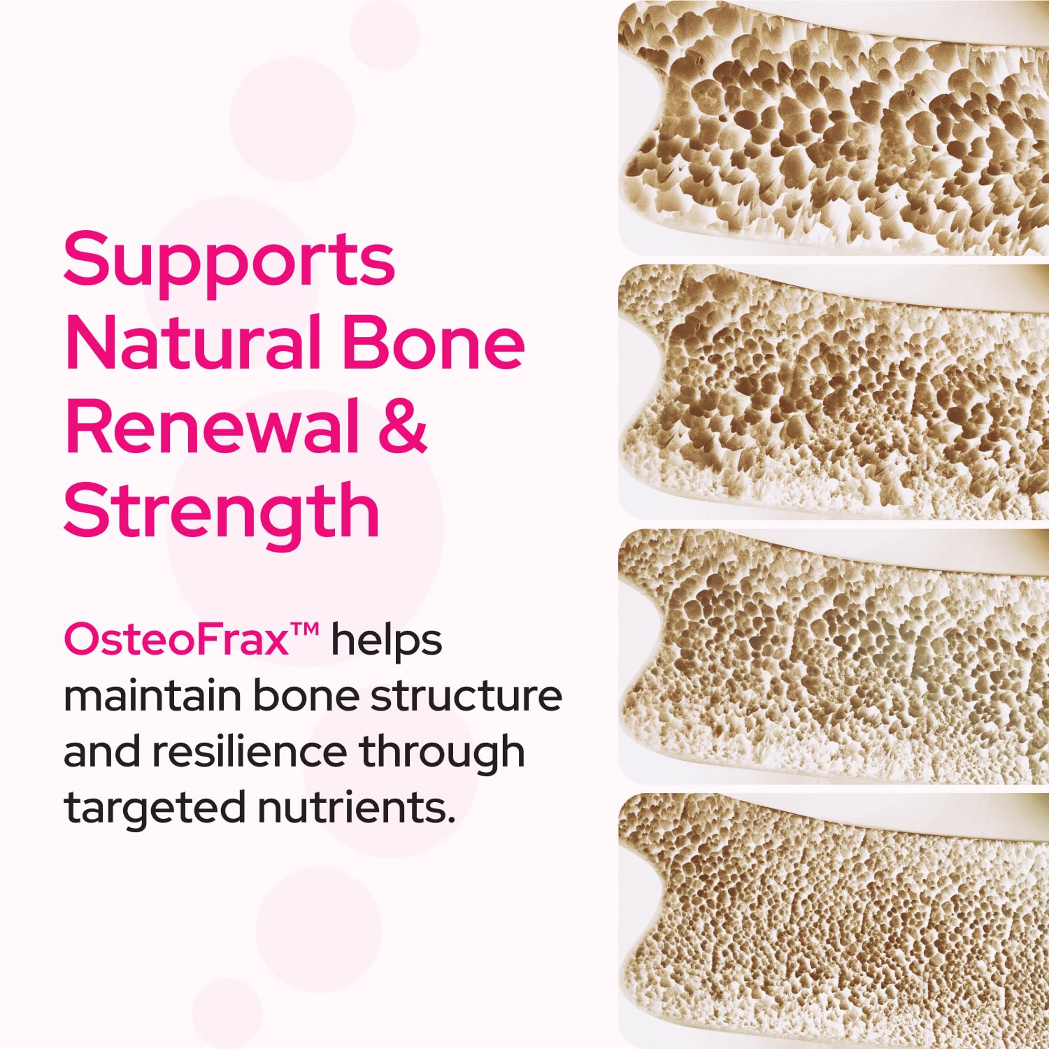Healthy Bones Co. OsteoFrax botellas en cocina transmitiendo uso diario práctico