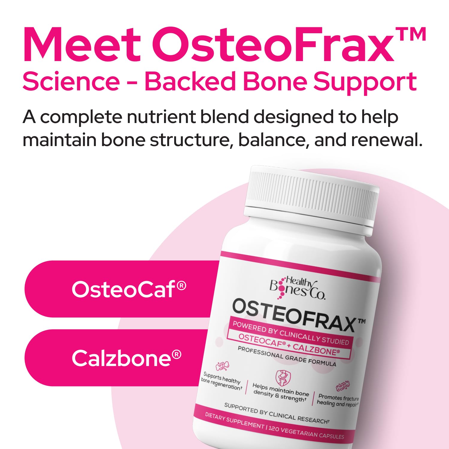 Healthy Bones Co. OsteoFrax detalle de textura para visualizar pureza y calidad