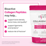 Healthy Bones Co. envase abierto con cucharilla, listos para mezclar fácilmente