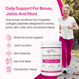 Healthy Bones Co. textura del polvo de colágeno en primer plano, mezcla fina y soluble