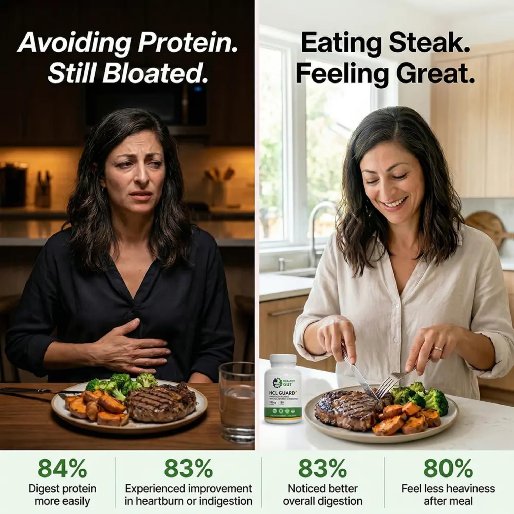 Healthy Gut cápsula en mano para ver la escala y tamaño real