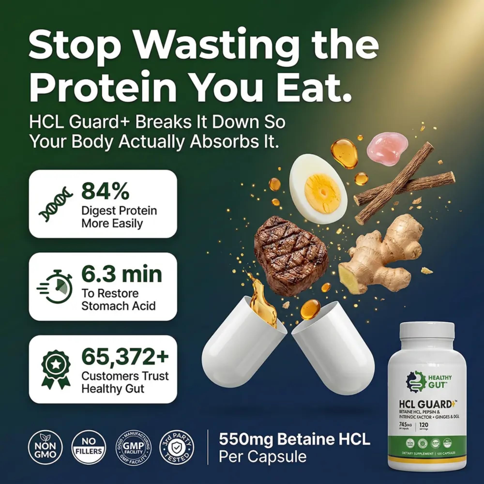 Healthy Gut raíz de jengibre orgánico como apoyo a la motilidad