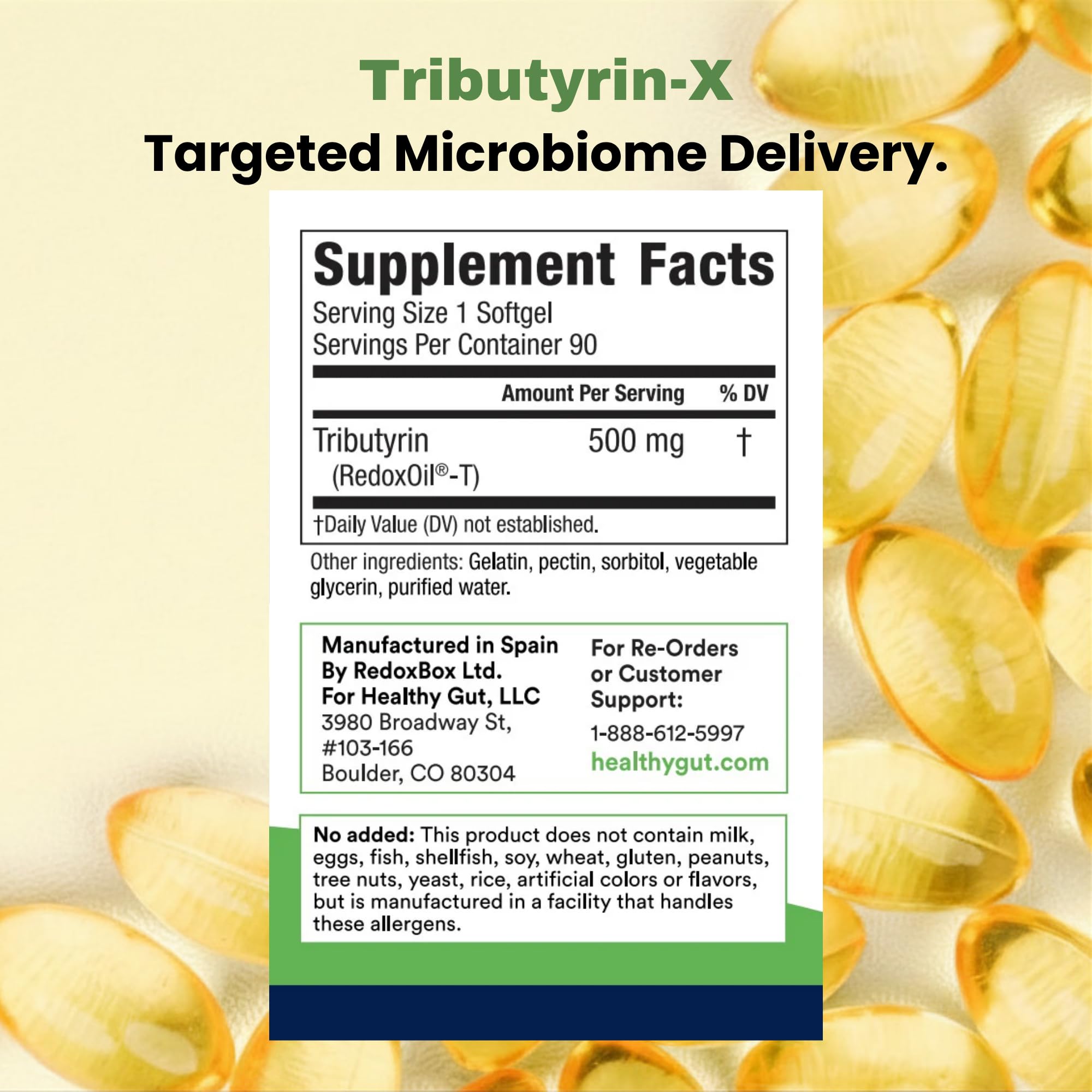 Healthy Gut aceite tributyrin vivo, textura líquida altamente biodisponible