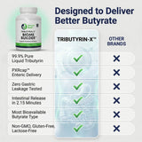 Healthy Gut cápsula junto a rutina matinal destacando uso diario sencillo