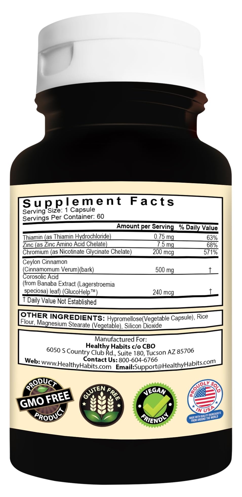 Healthy Habits ingredientes: canela de Ceilán y banaba, claridad en formulación