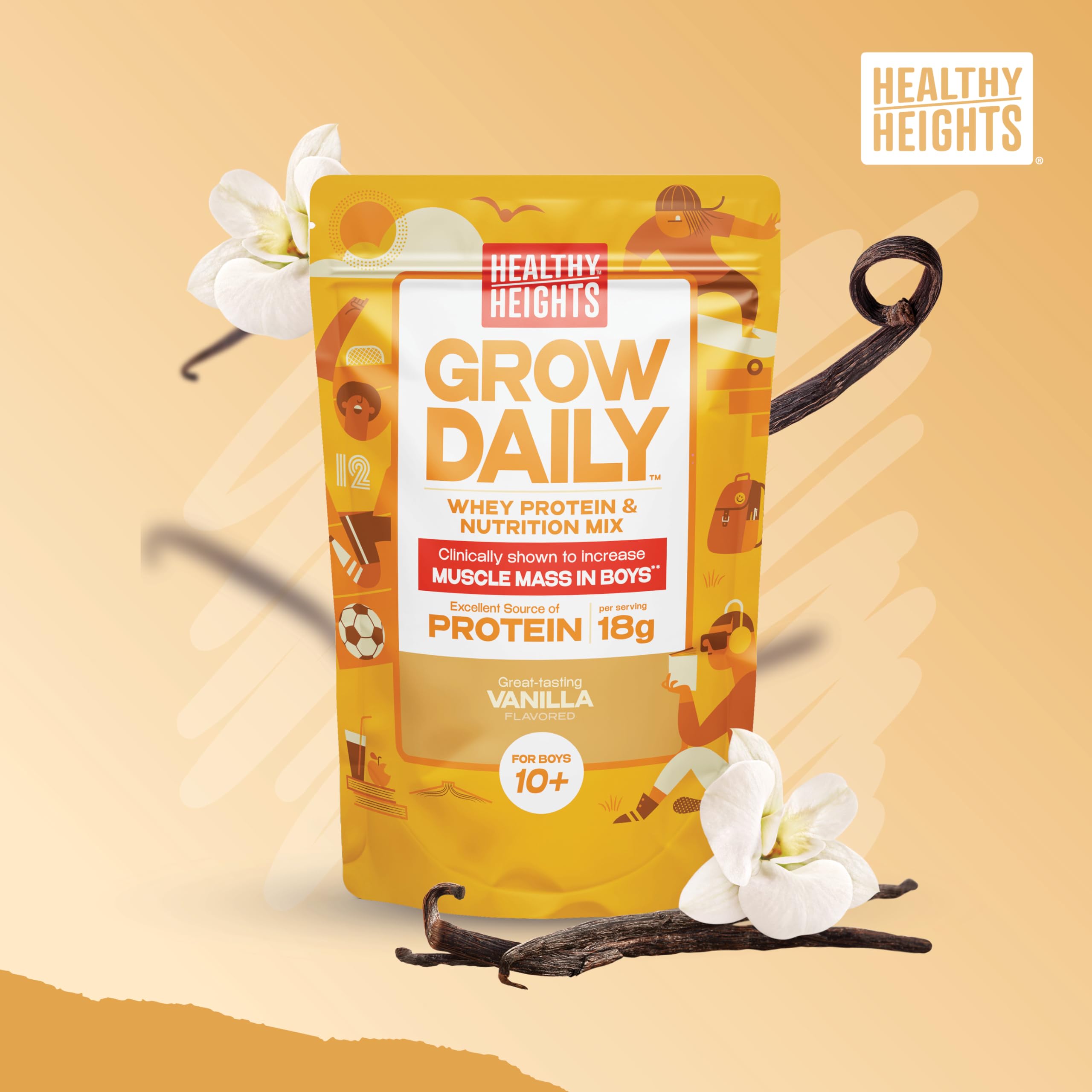 Healthy Heights etiqueta nutricional y cierre resealable para información y frescura