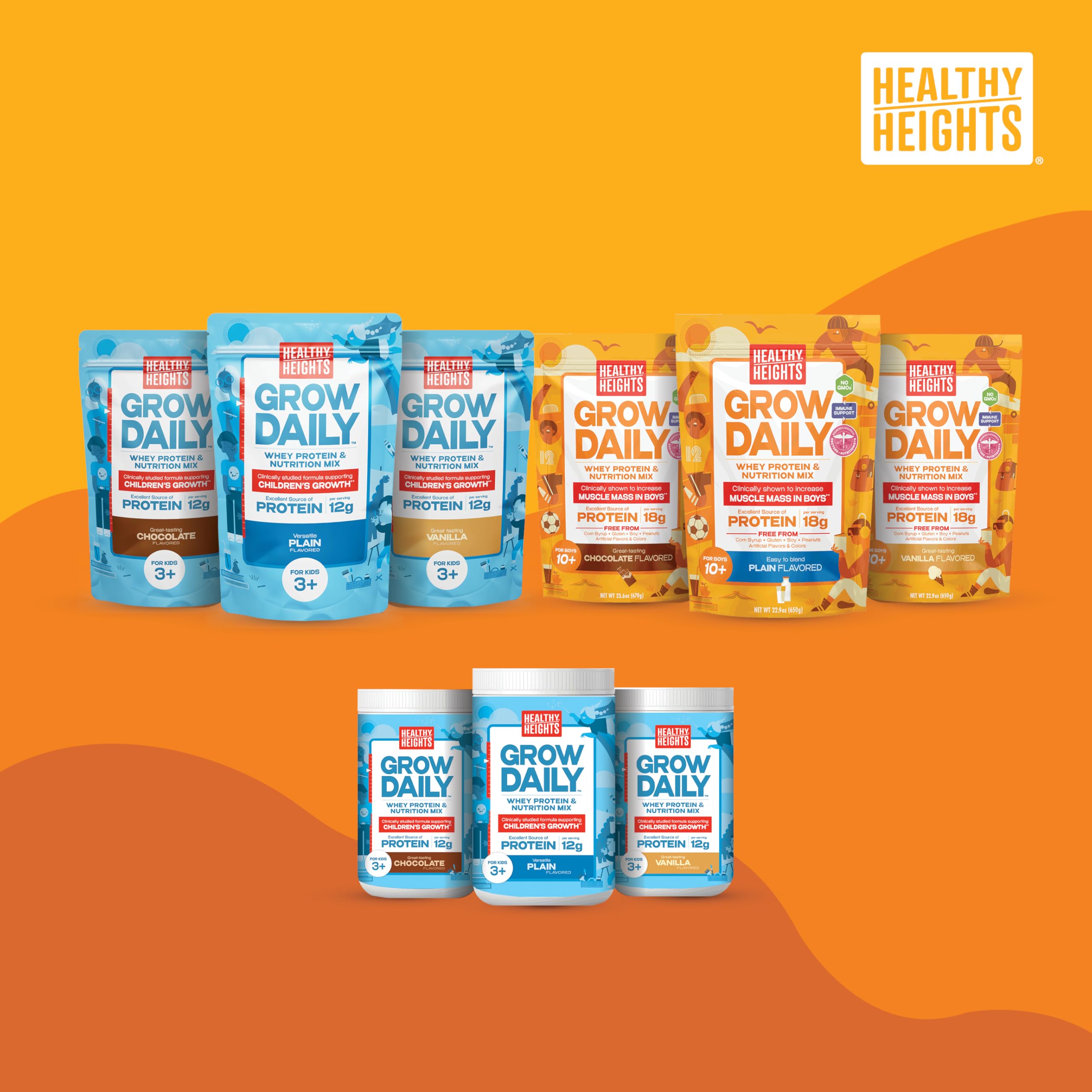 Healthy Heights en mesa familiar desayuno con niños, opción conveniente para rutinas