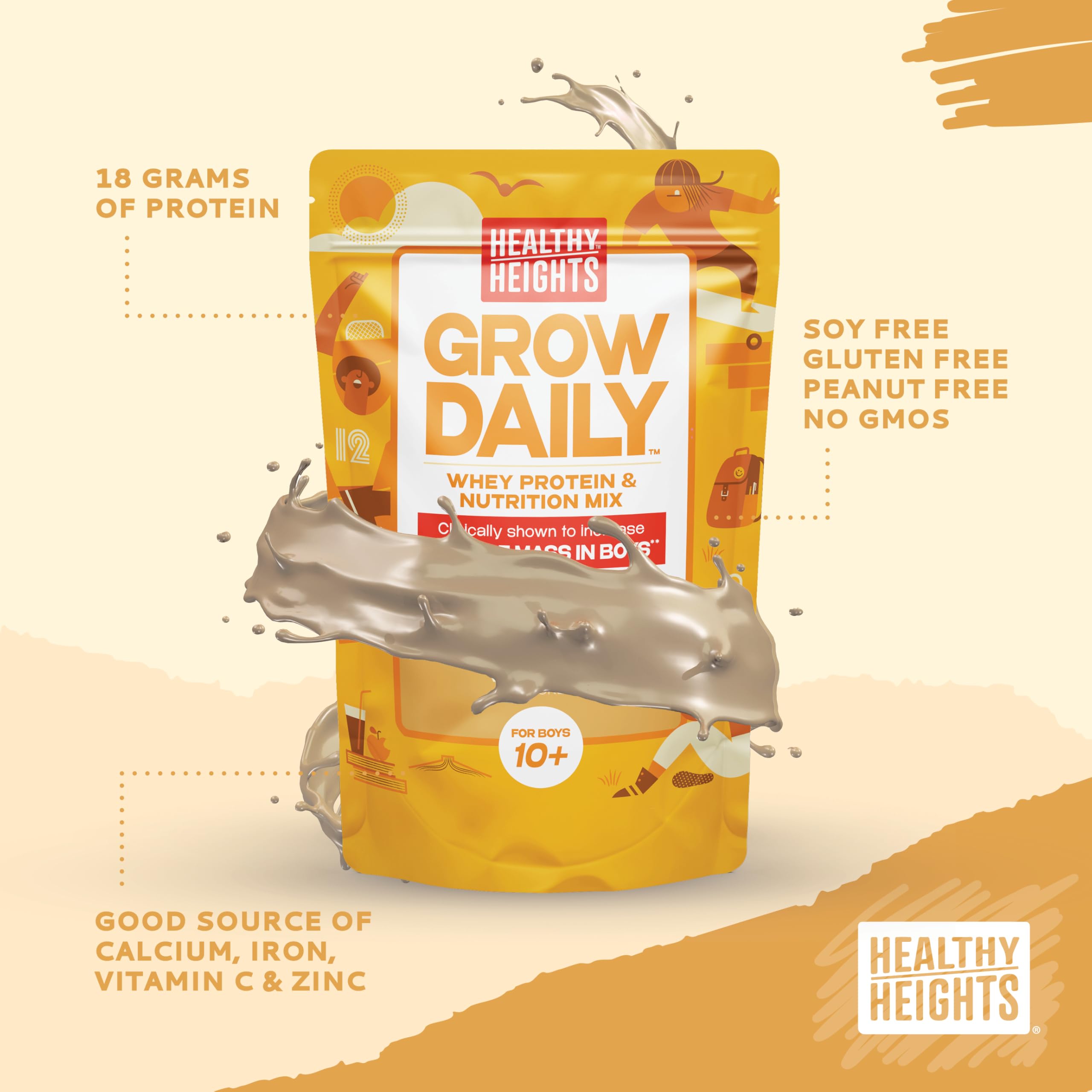 Healthy Heights polvo de vainilla en primer plano, textura cremosa y fácil de mezclar