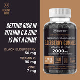 HEALTHY HEIST comparación de una gomita con una moneda para escala