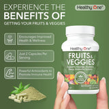 Healthy One cápsulas junto a frutas reales ilustrando origen natural