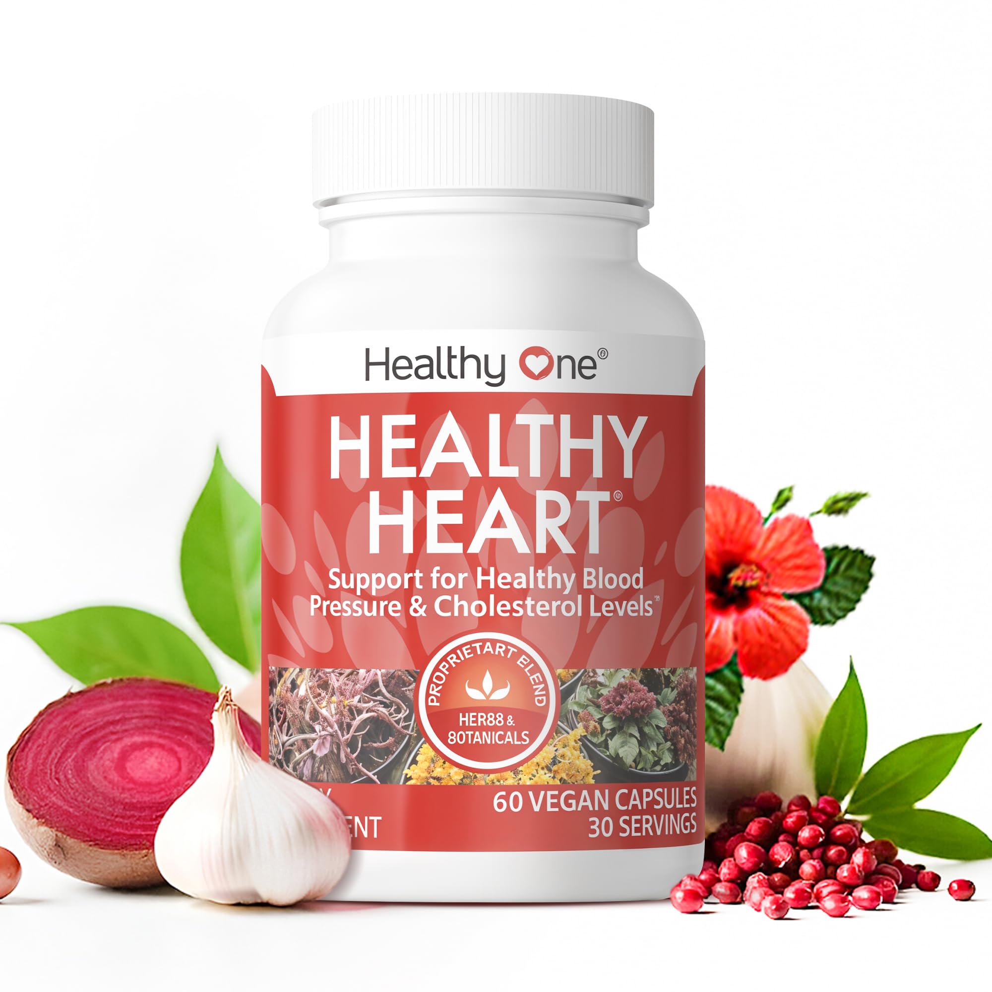 Healthy One frasco frontal mostrando el producto para apoyo cardiaco