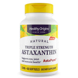 Healthy Origins frasco delantero mostrando astaxantina y dosis clara
