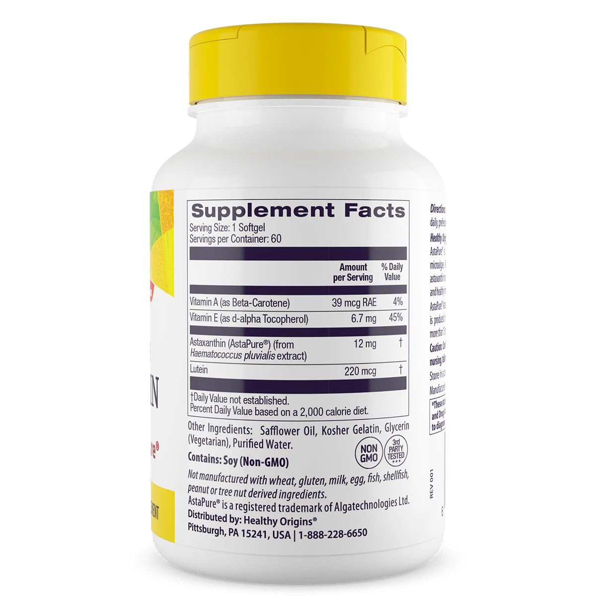 Healthy Origins etiqueta lateral con ingredientes y beneficios visibles