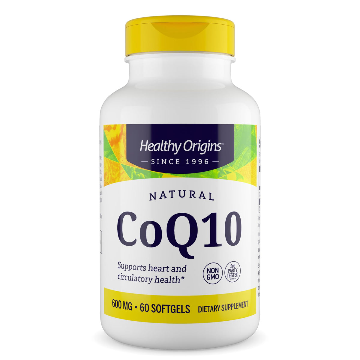 Healthy Origins frontal del empaque mostrando dosis y beneficios