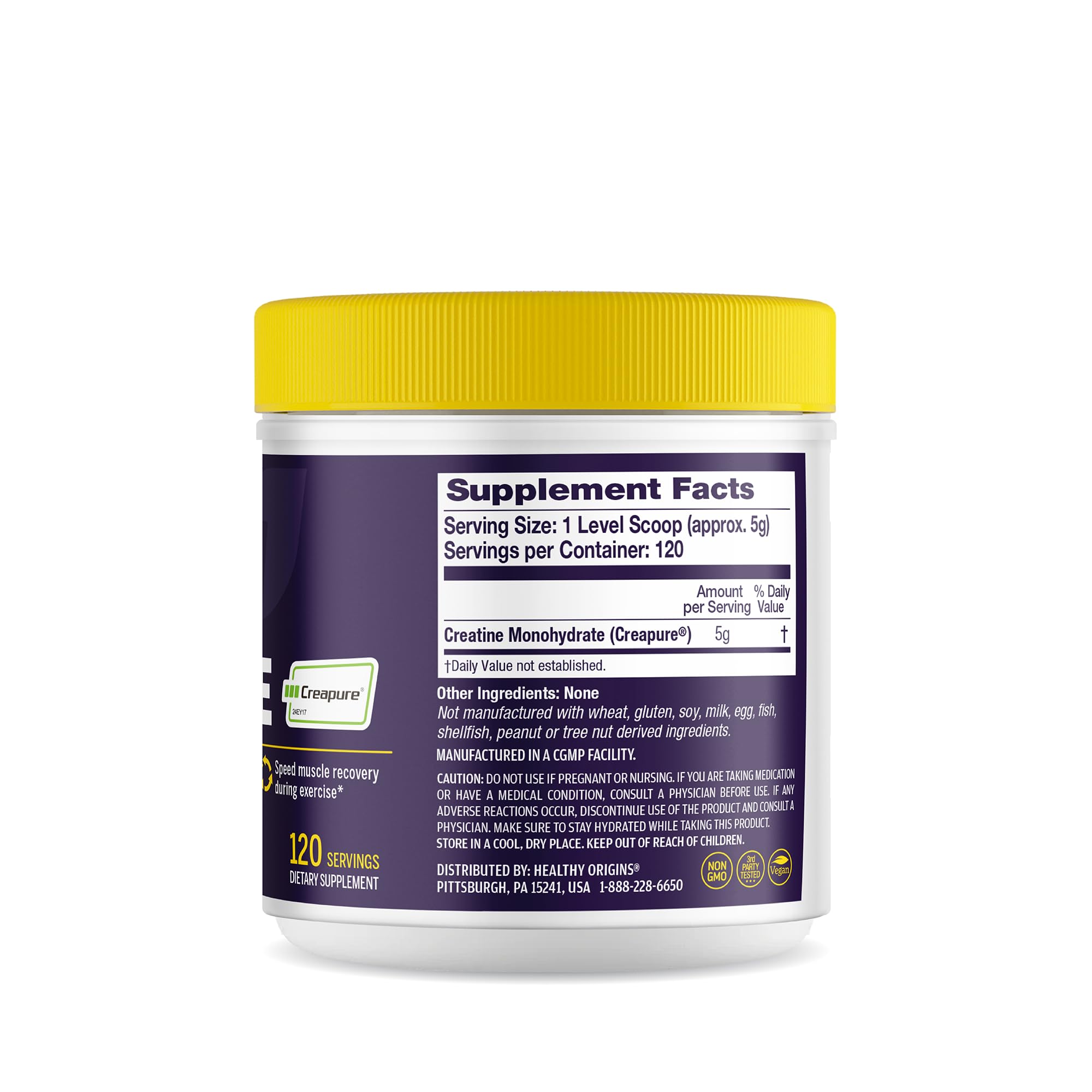 Healthy Origins textura del polvo Creapure® puro para mezcla fácil