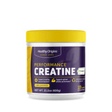 Healthy Origins envase frontal mostrando Creapure® y beneficio de potencia