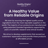 Healthy Origins envase abierto con cápsulas evidencia suministro de dos meses