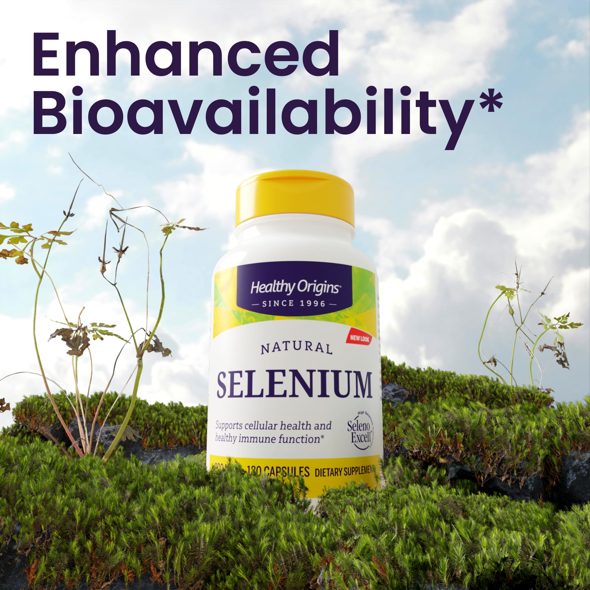 Healthy Origins etiqueta detalle mostrando SelenoExcell y confianza científica