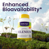 Healthy Origins etiqueta detalle mostrando SelenoExcell y confianza científica
