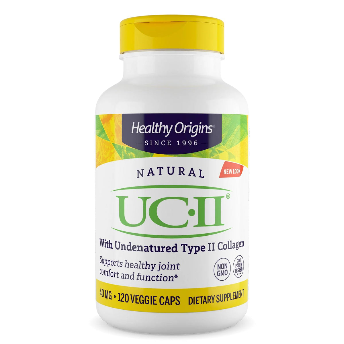 Healthy Origins frente del producto mostrando botella y beneficio de soporte articular