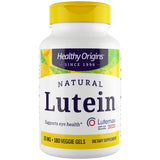 Healthy Origins envase frontal de luteína mostrando etiqueta y beneficio antioxidante