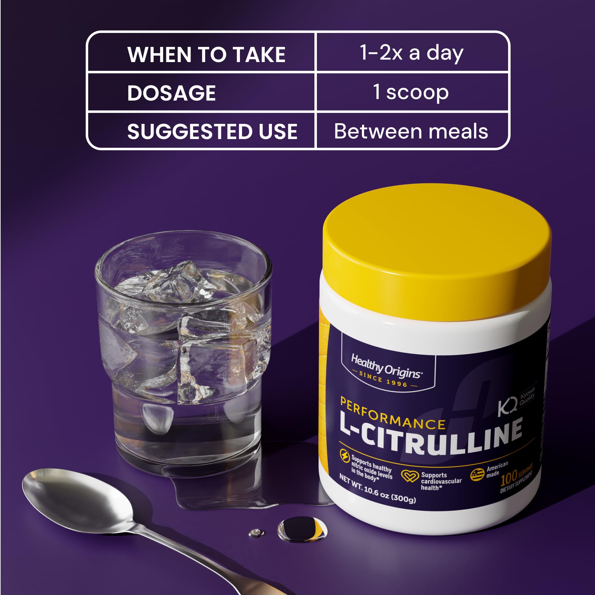 Healthy Origins cucharilla midiendo 3 g por toma para dosificación precisa