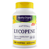 Healthy Origins botella frontal mostrando licopeno 15 mg y beneficios