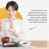 Healthy Origins polvo de nattokinasa en primer plano evidenciando pureza del extracto