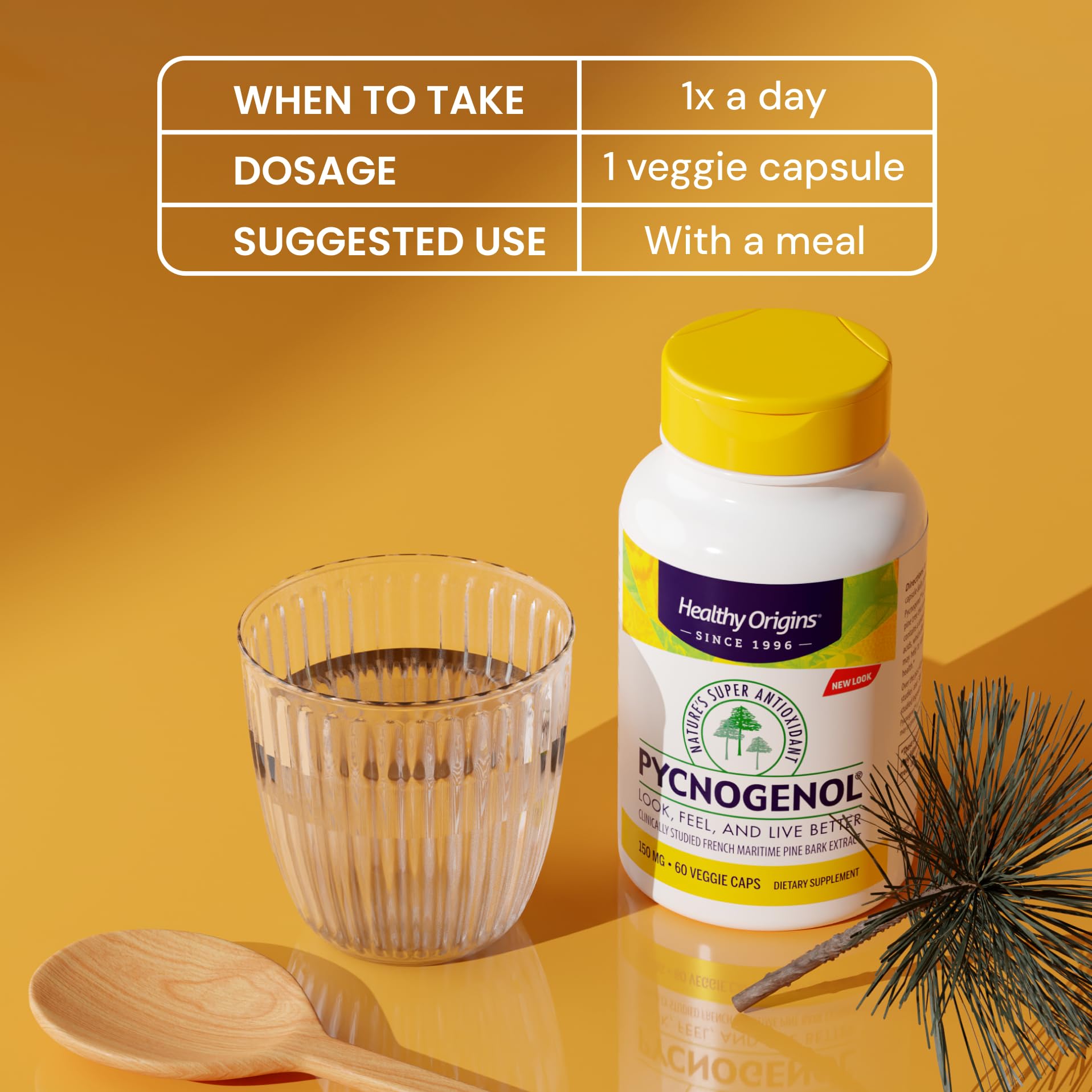 Healthy Origins etiqueta nutricional del producto con ingredientes clave